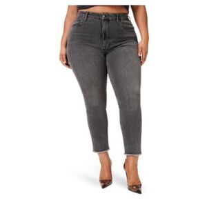 Good American Classic Raw Hem Slim Jeans Black180  - Women’s 12